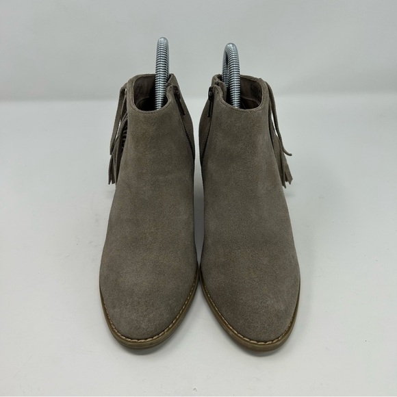 Vionic Western Faros Gray Leather Fringed Studded Ankle Boots Size 7 Almond Toe - Picture 4 of 12